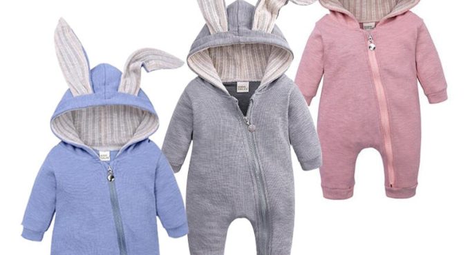 Tops Spring Autumn Newborn Clothes Mother Baby Jumpsuit Big Ear Children Clothes Zipper Cute Style Romper For 0-2 Years