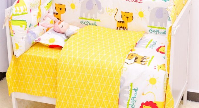 9Pcs/Set Newborn Baby Bedding Set Unisex Baby Crib Bed Fence Kit Soft Cotton Infant Cot Bedding Set Toddler Bedclothes Washable