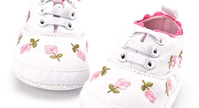 Baby Girls Shoes White Pink Floral Embroidered Soft Soles Shoes Prewalker Walking Toddler Casual Kids Shoes For Dropshipping