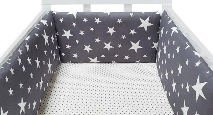 baby nursery Nordic Stars Design Baby Bed Thicken Bumper One-piece Crib Around Cushion Cot Protector Pillows Newborns Room Decor