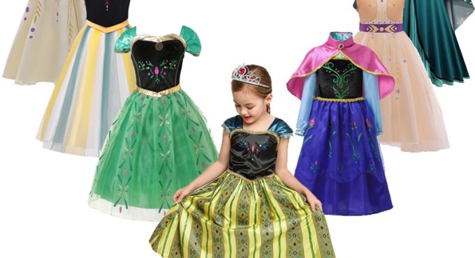 Anna Dress For Girl Kids Princess Dress Up Frock Children Carnaval Cosplay Costumes Teenager Girl Halloween Party Robe