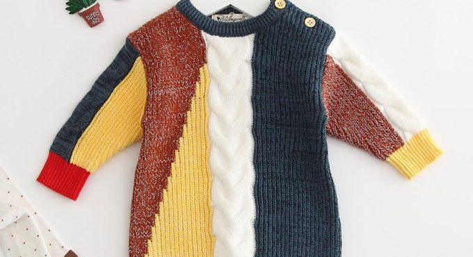 Lovely Child Candy Rainbow Color Patchwork Infant Rompers Ins New Fashion Spring Autumn Sweet Kids Long Sleeve Romper