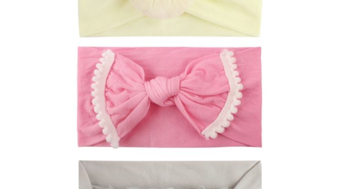 Girls Baby Headwear Toddler Turban Solid Headband Hair Band Bow 3PCS Baby Accessories Donut bow chiffon flower nylon hair band