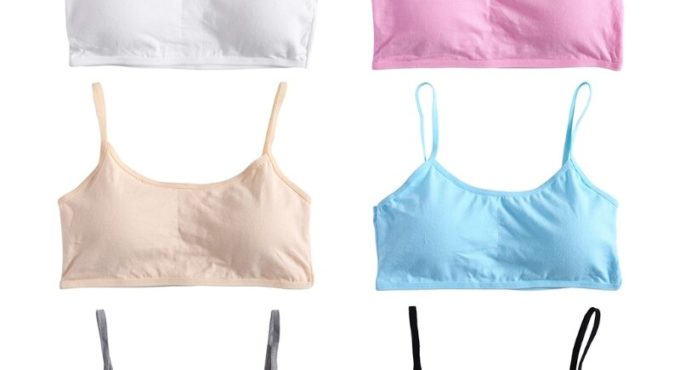 Young Girls Solid Soft Cotton Bra Puberty Teenage Breathable Underwear Kid Cloth