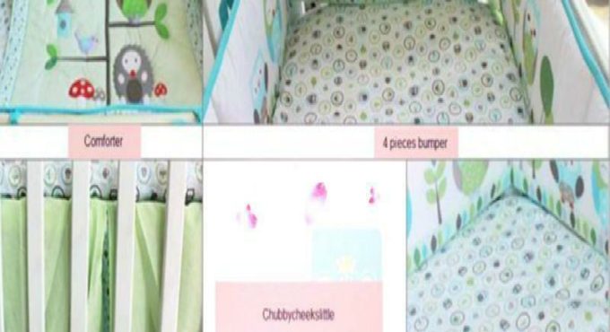 Fashion Set of 4pcs Cotton Baby Crib Cot Bedding Quilt Bumper Sheet Dust Ruffle Owl New Crib Bedding Set for Baby Bedding Set