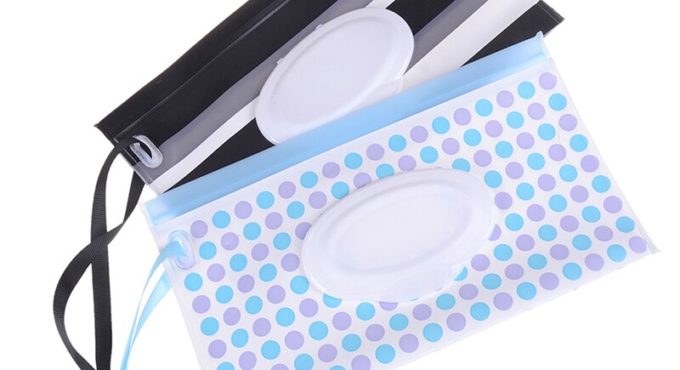 Hot sale 1PCS Fashion Cosmetic Pouch with Easy-Carry Snap-Strap for Stroller Wipes Carrying Case Clutch and Clean Wet Wipes Bag