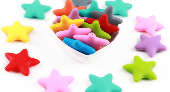 Joepada 10Pcs Star Silicone Baby Teething Beads Food Grade Material for DIY Baby Teething Necklace Oral Care Baby Teether