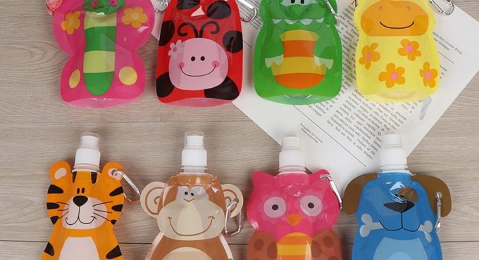 1pcs 380ml Cartoon Reusable Food Pouch Baby Packaging Reusable Squeeze Pouch Plastic Smoothie Squeeze Bags Refillable Lock Bag