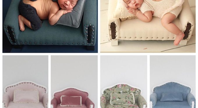 Newborn Baby Photography Soft Sofa Chair Props Print Handmade Baby Photo Shoot Studio Posing Sofa Bed Prop fotografia Accessory