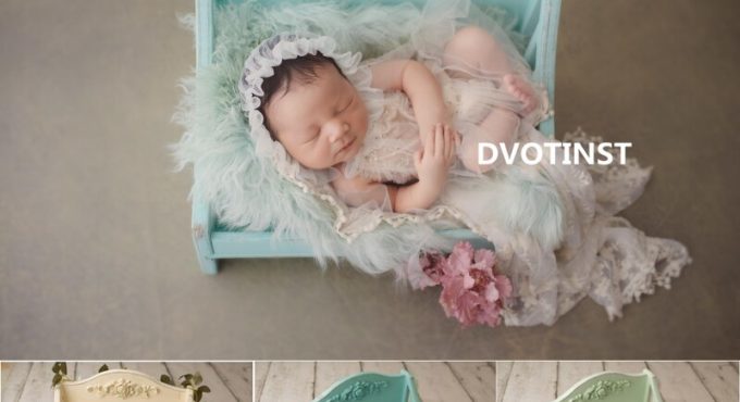 Dvotinst Newborn Photography Props Baby Posing Basket Cute Mini Wooden Cribs Bed Fotografia Accessorio Studio Shoot Photo Props