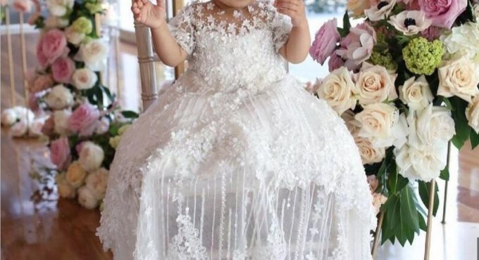 Luxury Baptism Dresses for Girls Jewel Neck Lace Appliques Beaded Long Christening Gown With Hat Top Quality