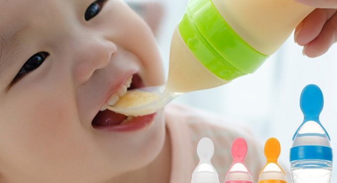 Baby Spoon Lovely Safety Infant Baby Silicone Feeding With Spoon Feeder Food Rice Cereal Bottle For Best Gift