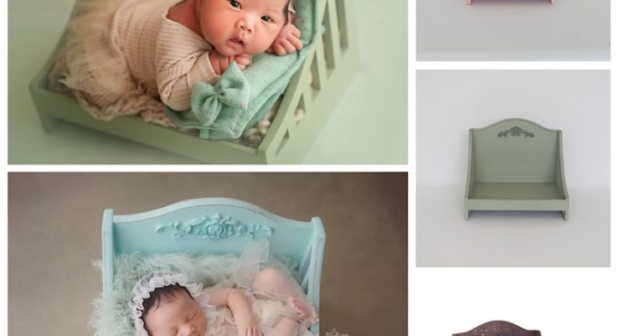 Wood Sofa Bed Newborn Photography Props Baby Boy Girl Photo Shoot Posing Poser Double Sided Bed Basket bebe foto Accessories