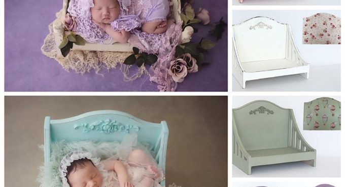 Newborn Photography Props Baby Double Sided Wood Sofa Bed bebe Boy Girl Photoshoot Studio Basket fotoshooting Props Accessories