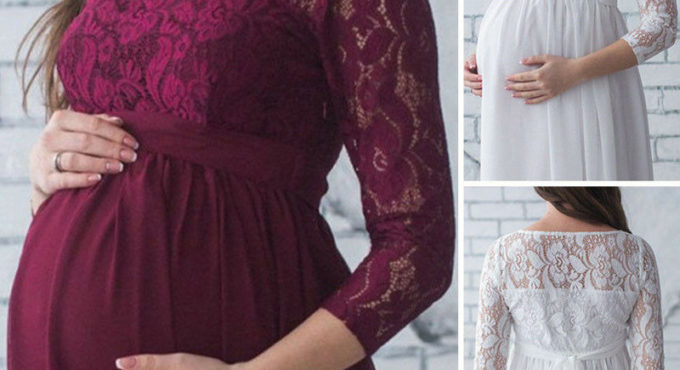 Goocheer Pregnant Mother Dress Maternity Photography Props Women Pregnancy Clothes Lace Dress For Pregnant Photo Shoot Clothing