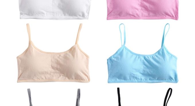 Young Girls Solid Soft Cotton Bra Puberty Teenage Breathable Underwear Kid Cloth