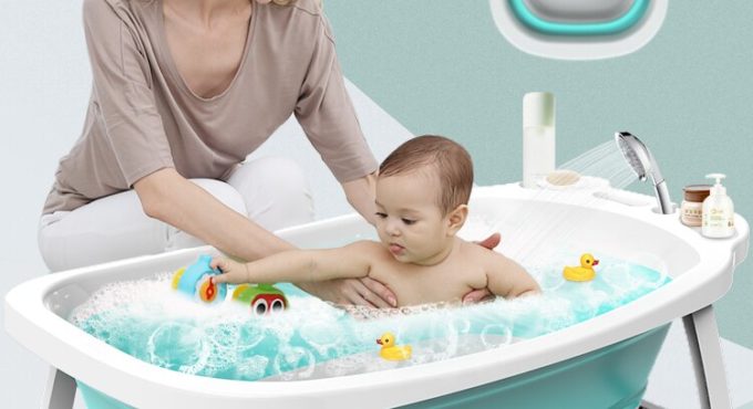 Baby Bathtub Household Baby Folding Bathtub Thickening Baby Bathtub Neonatal Bathtub Supplies