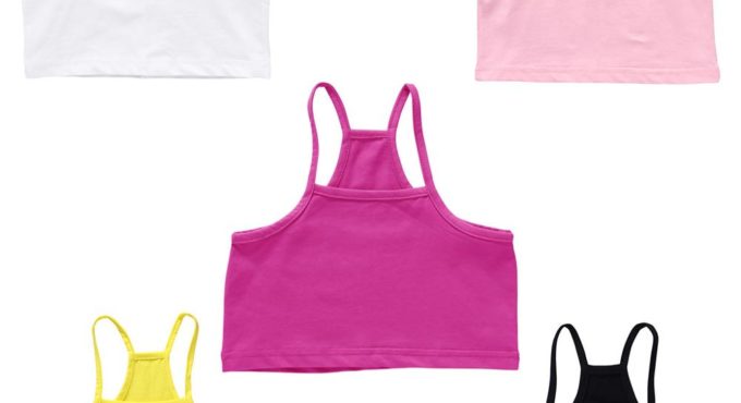 Girls Cotton Vest Teenage Bra Kids Candy Color Sports Breath Tank Tops Underwear