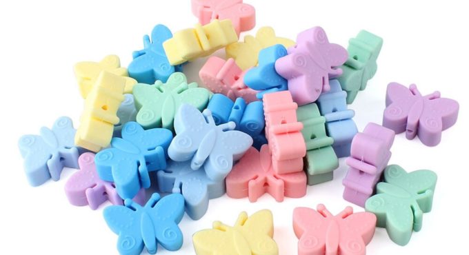 Keep&Grow 300Pcs Silicone Beads Butterfly Food Grade Baby Teething Beads BPA Free Teething Necklace DIY Pacifier Chain Toys