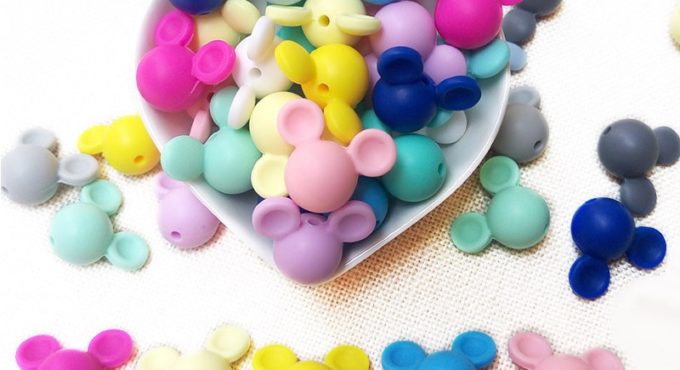 BOBO.BOX 10pcs Mickey Baby Teething Beads Food Grade Cartoon Mouse Shape Beads For Necklaces BPA Free Baby Teether Toy Nursing