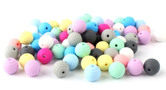 1000Pcs Round Screw Thread Silicone Beads Baby Teething Necklace Food Grade Baby Teether DIY Pacifier Chain Making Accessories