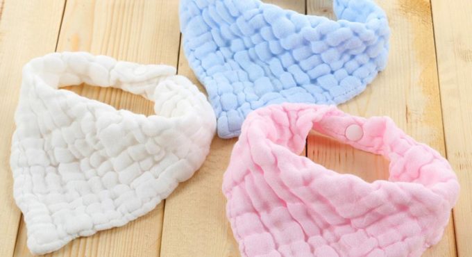 Multilayer Solid Color DIY Triangle Baby Bib Soft Cotton Drooling Feeding Towel