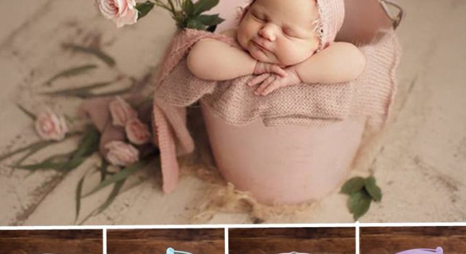 Newborn Photography Basket Retro Solid Color Iron Bucket Baby Photography Background Baby Photo Shoot Props Recien Nacido Girls