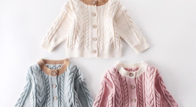 2019 autumn new baby boys girls sweater coat children knitted twist jacket kids clothing