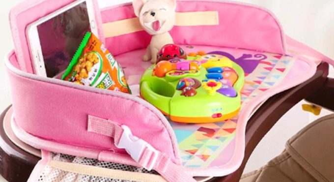 New Cartoon Baby Car Seat Tray Stroller Kid Toy Food Water Holder Child Table Storage Desk Children Portable Multifunction Plate