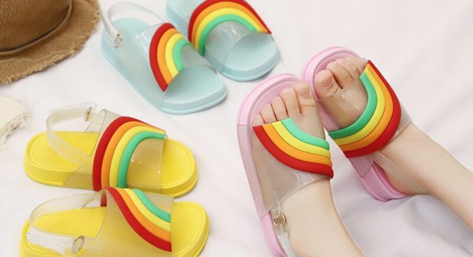 2020 New Summer Girls Sandals Ice Cream Sandals Baby Girls Shoes Soft Sole Comfortable Kids Sandals Toddler Rainbow Girls Shoe