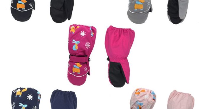 Winter New Children Print Cartoon Deer Rabbit Thickening Ski Gloves Kids Windproof Waterproof Non-slip Long-sleeved Mittens