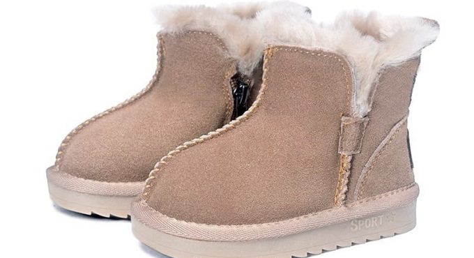 2021 New Winter Children Snow Boots Genuine Leather Wool Girls Boots Plush Boy Warm Shoes Fashion Kids Boots Baby Toddler Shoes