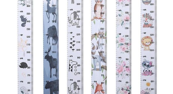 Removable Household Canvas Baby Child Kids Decorative Growth Chart Height Measure Ruler Hanging Prop with Stick