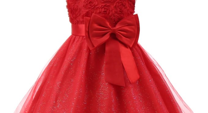 Lace Princess Girl Dress For Girls Christmas Birthday Party Clothing Kid Wedding Red Flower Dresses Children Winter Prom Costume