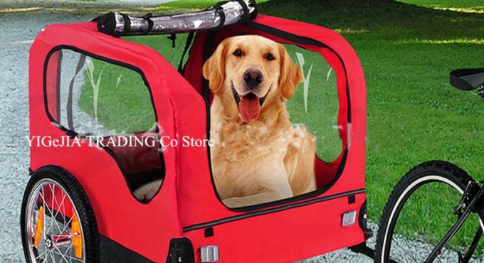 Pet Bicycle Trailer Of Dogs & Cats, Bike Carrier For Outdoor Traveling Jogging Cycling