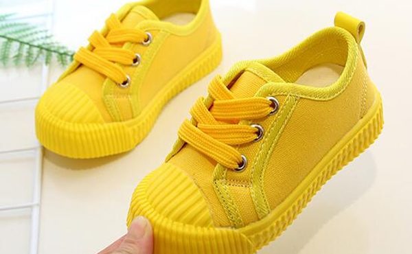 Boys Canvas Shoes Sneakers Girls Tennis Shoes Lace-up Kids Footwear Toddler Bright Yellow Chaussure Zapato Casual SandQ Baby New