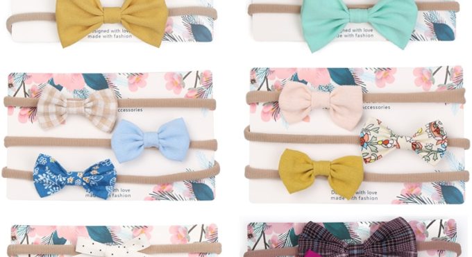 3pcs/lot Cute Bow Baby Headband for Girl Nylon Head Bands Turban Newborn Headbands Hairbands for Kids Baby Hair Accessories