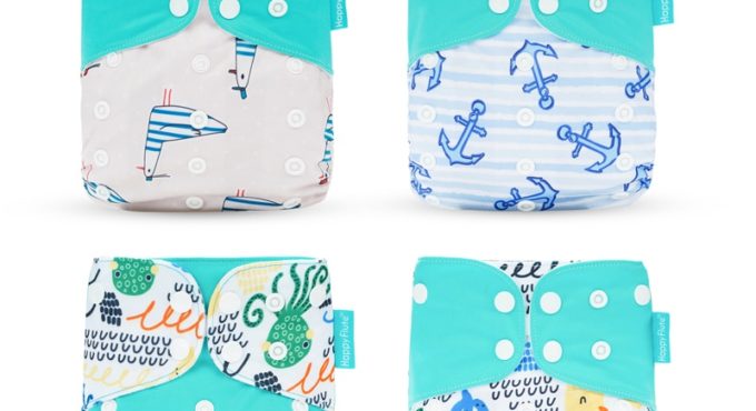 Happyflute 4Pcs/Set Baby Cloth Diaper Pocket Diaper Waterproof Cover Nappies Reusable Washable Adjustable Pocket Fashion Diapers