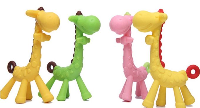 1PC Silicone Giraffe Baby Teether Animal Newborn Teething Toy Kids Care Organic Nursing Gift BPA Free Pacifier Chain Accessories