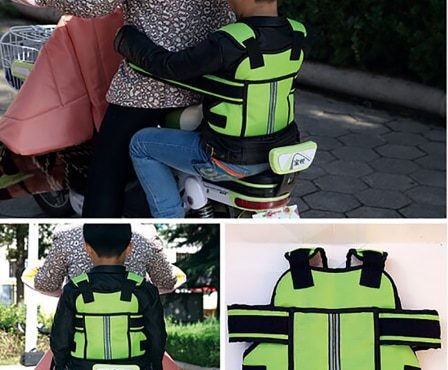 Children Safety Motorcycle Seat Belt Back Hold Protector Reflect Vest Belt Adjustable Kids Vehicle Safe Strap Carrier Harness