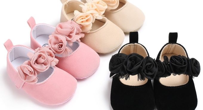 Lovely Glitter Floral Baby Shoes Princess Newborn Toddler Pram Soft Sole Prewalker Anti-slip Baby Shoes 0-18M