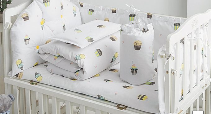 Cotton Cute Print Washable Autumn Winter Unisex Baby Bumpers In The Crib Children Room Decoration Kid's Bedding Kit Cradle