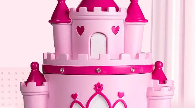 Pink Castle Design Baby Souvenirs Teeth Storage Box Children Milk Teeth Organizer Box Resin Style Storage Box Save Box ZL229