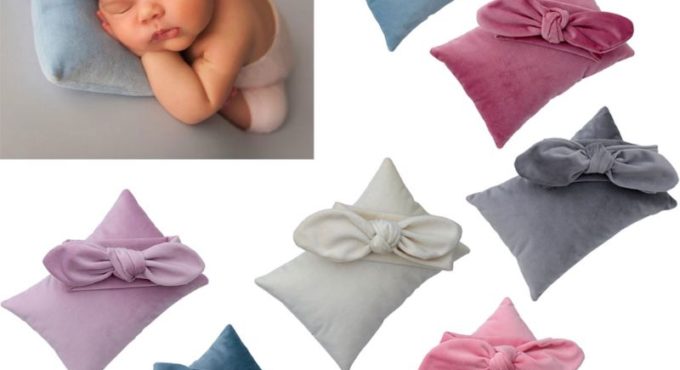 2Pcs/Set Newborn Photography Prop Infant Headband +Pillow Set Studio Photo Shoot Q81A