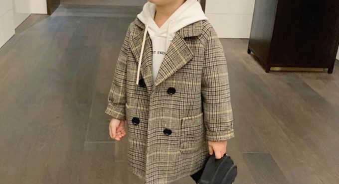 2019 High Quality Lattice Children Coat Wool Coat For Boys Fashion Autumn Winter Jacket Boy Windbreaker Kids Winter Overcoat 6 Y