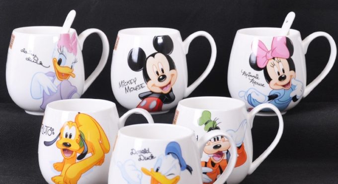 300ML 400ML Disney Mickey Mouse Cartoon Ceramic Cup Love Couple Milk Coffee Water Mug Office Home Drinkware Children Cups Gifts