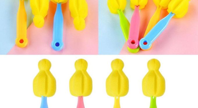 360 Degree Baby Bottle Nipple Brush Non-toxic Sponge Nipple Cleaning Brush Wide Mouth Mark Nipple Universal Nipple Brush Cleaner