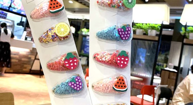 1 PC Cute Colorful Quicksand Transparent Hair Clips Fruit Hair Pins for Children Kids Side Clip BB Clip Hair Accessories