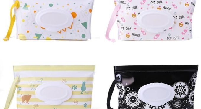 Hot Portable Wet Wipe Bag Stroller Container Cosmetic Pouch Clutch Case for Cleaning Delicate Style Not Occupy Too Much Space