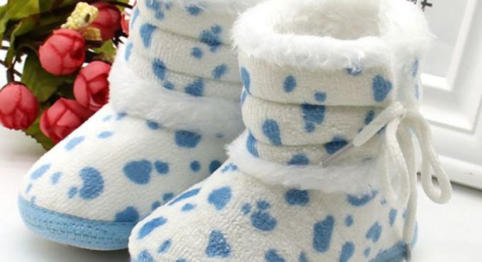 Baby Boots Strapped Girl Boy Winter Baby Cotton Shoes Soft Sole Warm Fleece Children Kids Snow Booties